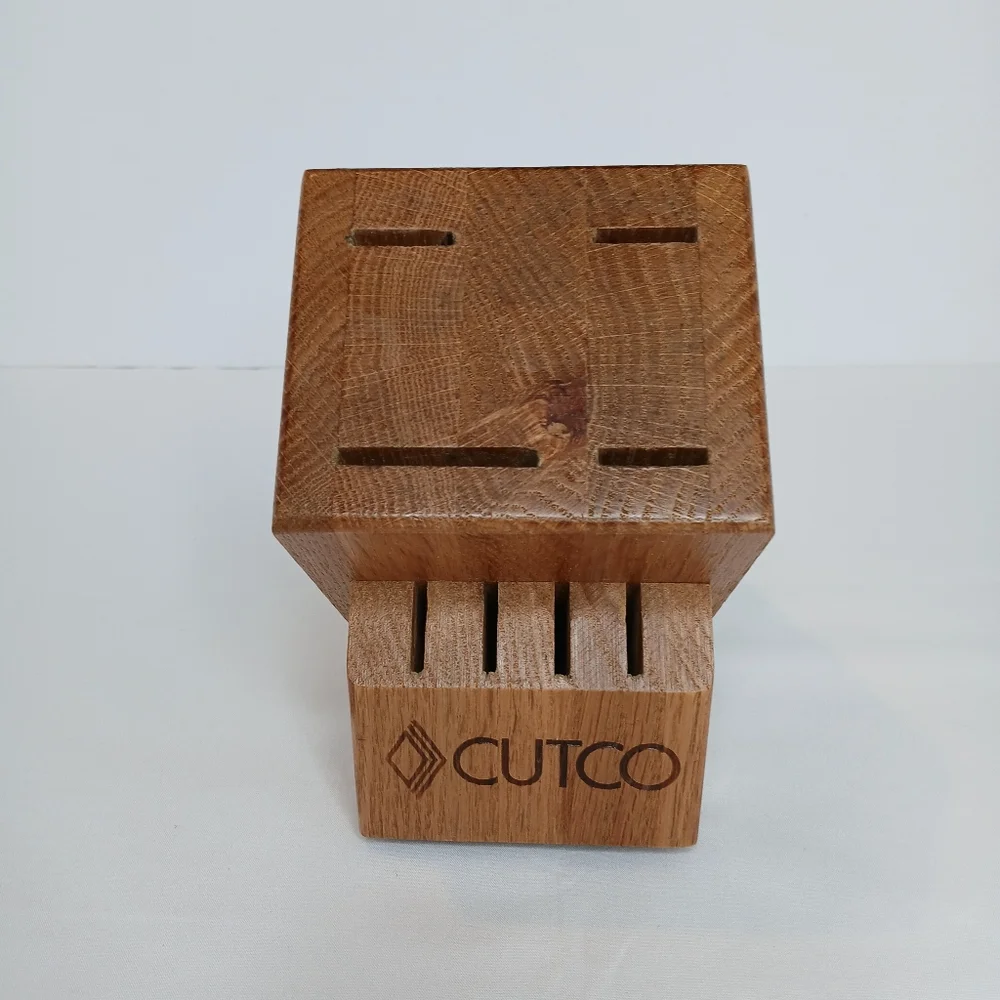 CUTCO Wood Knife Block USA Solid Honey Oak 8 Slot Knife Holder Up To 8